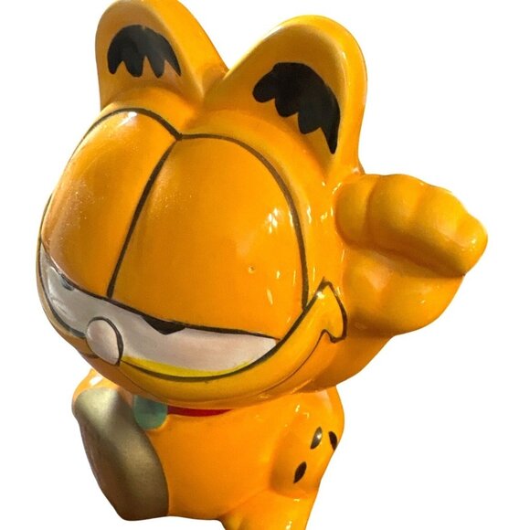 Garfield Lucky Cat Ceramic Coin Bank Nostalgic Collection Holiday Gift W/Stopper - Picture 5 of 8